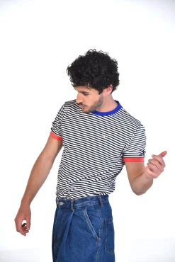 Daniel Chong CAMISETA RAYAS PICASO AZUL Y ROJO*Hombre Hombre