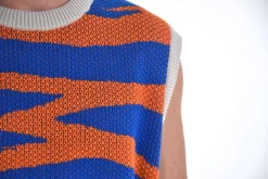Daniel Chong Knitted Jacquard Vest NARANJA/AZUL*Mujer Hombre|Mujer