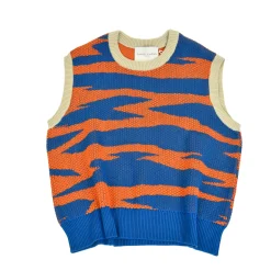 Daniel Chong Knitted Jacquard Vest NARANJA/AZUL*Mujer Hombre|Mujer