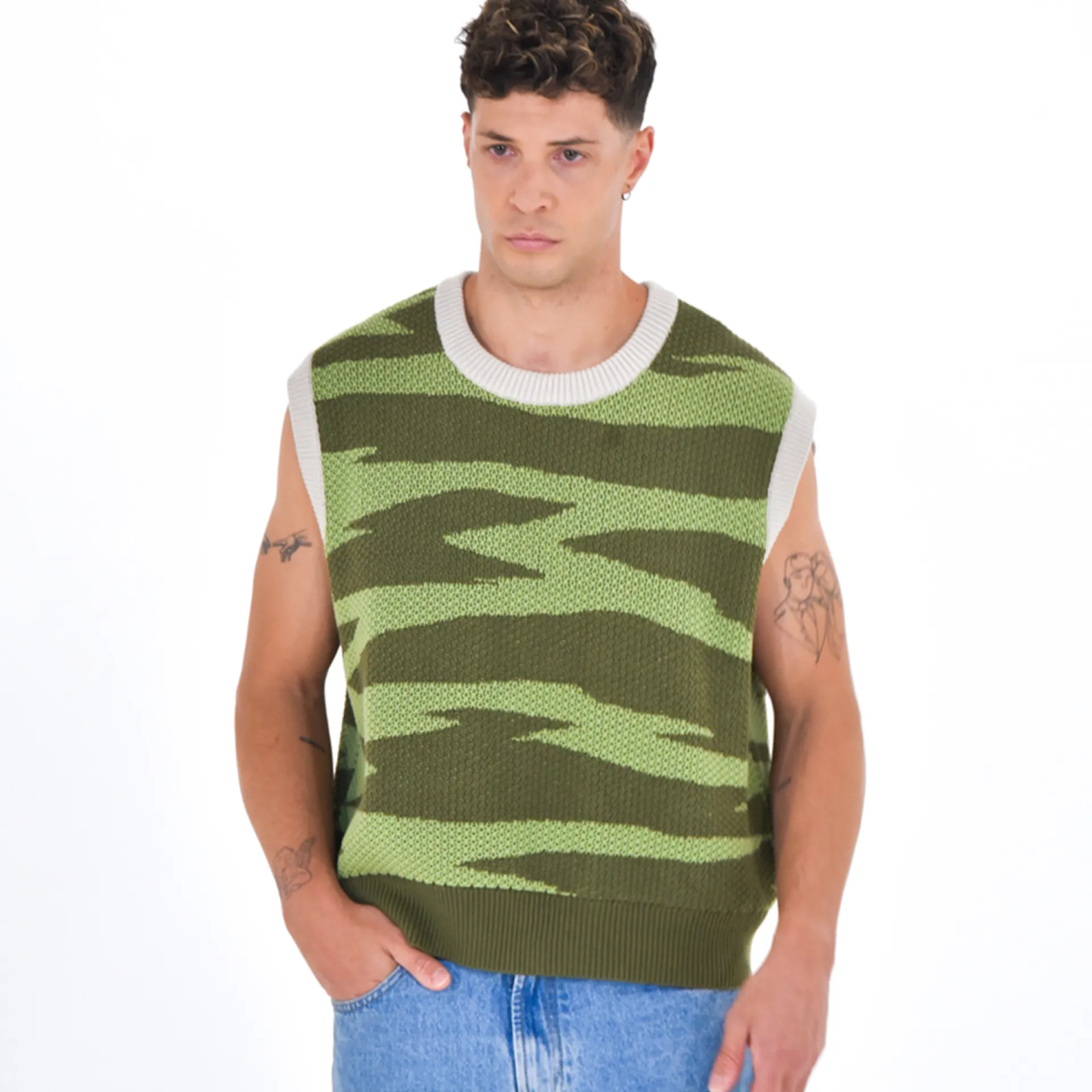 Daniel Chong Knitted Jacquard Vest VERDE/VERDE*Mujer Hombre|Mujer