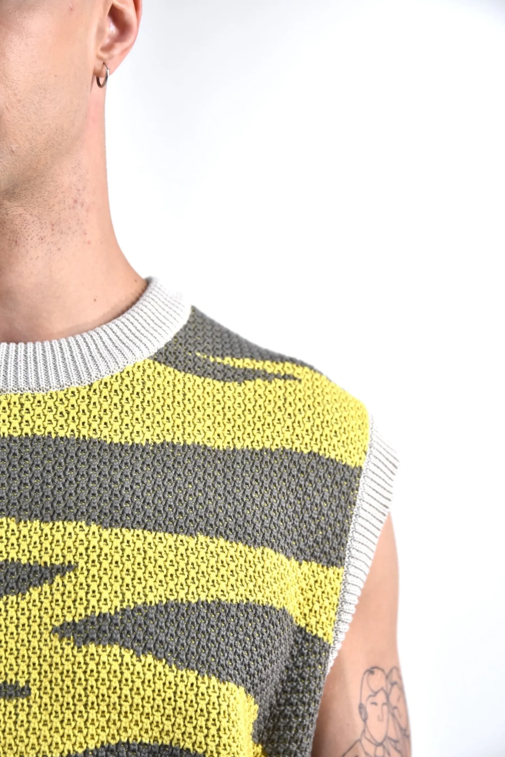 Daniel Chong Knitted Jacquard Vest VERDE/AMARILLO*Mujer Hombre|Mujer