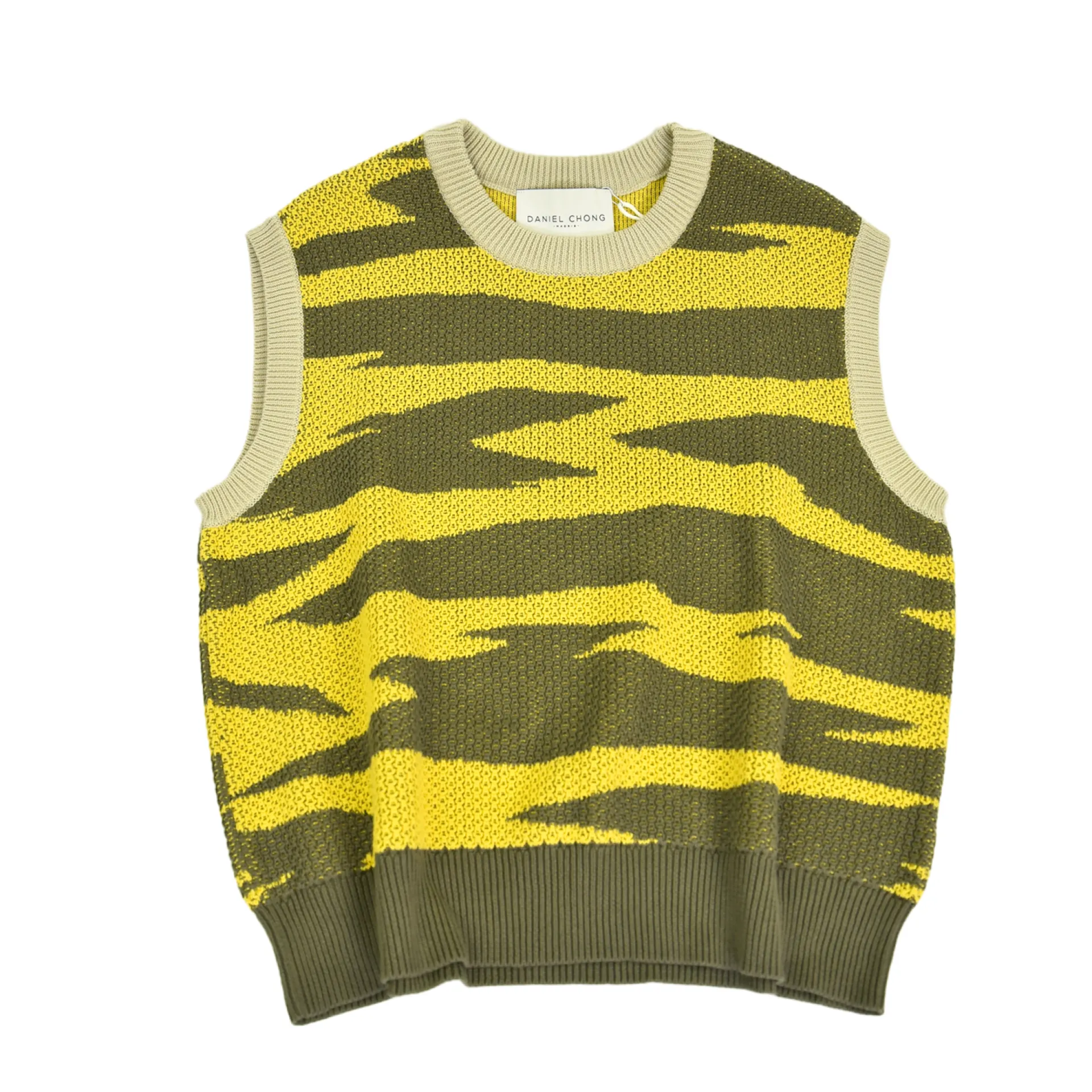Daniel Chong Knitted Jacquard Vest VERDE/AMARILLO*Mujer Hombre|Mujer