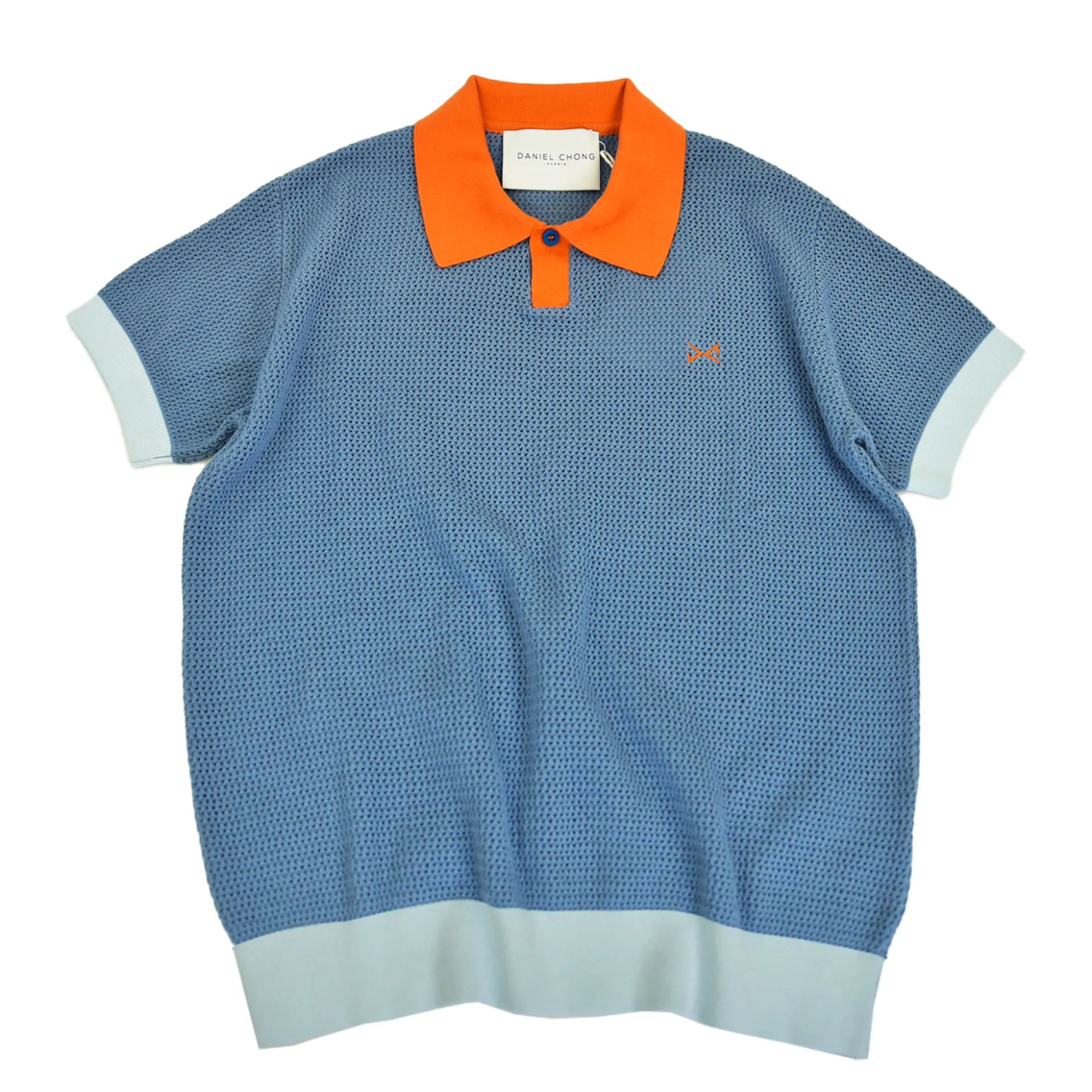 Daniel Chong Men's Short Sleeve Mesh Polo w/ Button AZUL CLARO*Hombre Hombre