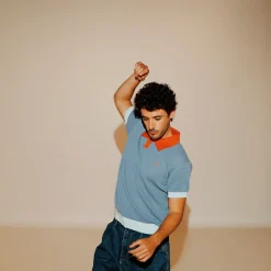 Daniel Chong Men's Short Sleeve Mesh Polo w/ Button AZUL CLARO*Hombre Hombre