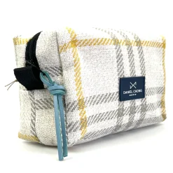 Daniel Chong Neceser Cubo cuadros gris y mostaza* Neceseres