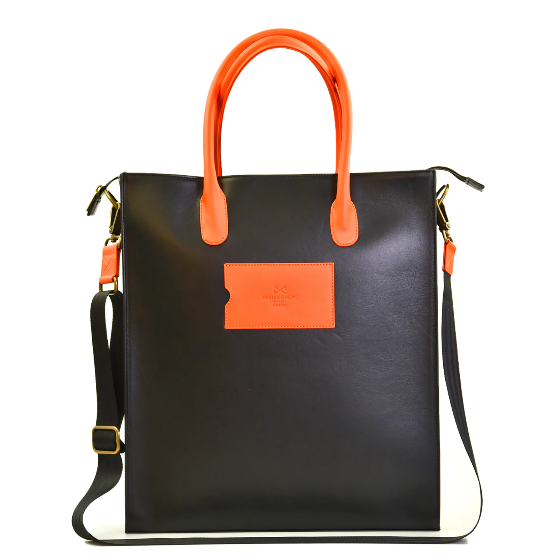 Daniel Chong THE CLERK MAXI NEGRO & NARANJA*Mujer Mujer|Bolsos De Piel