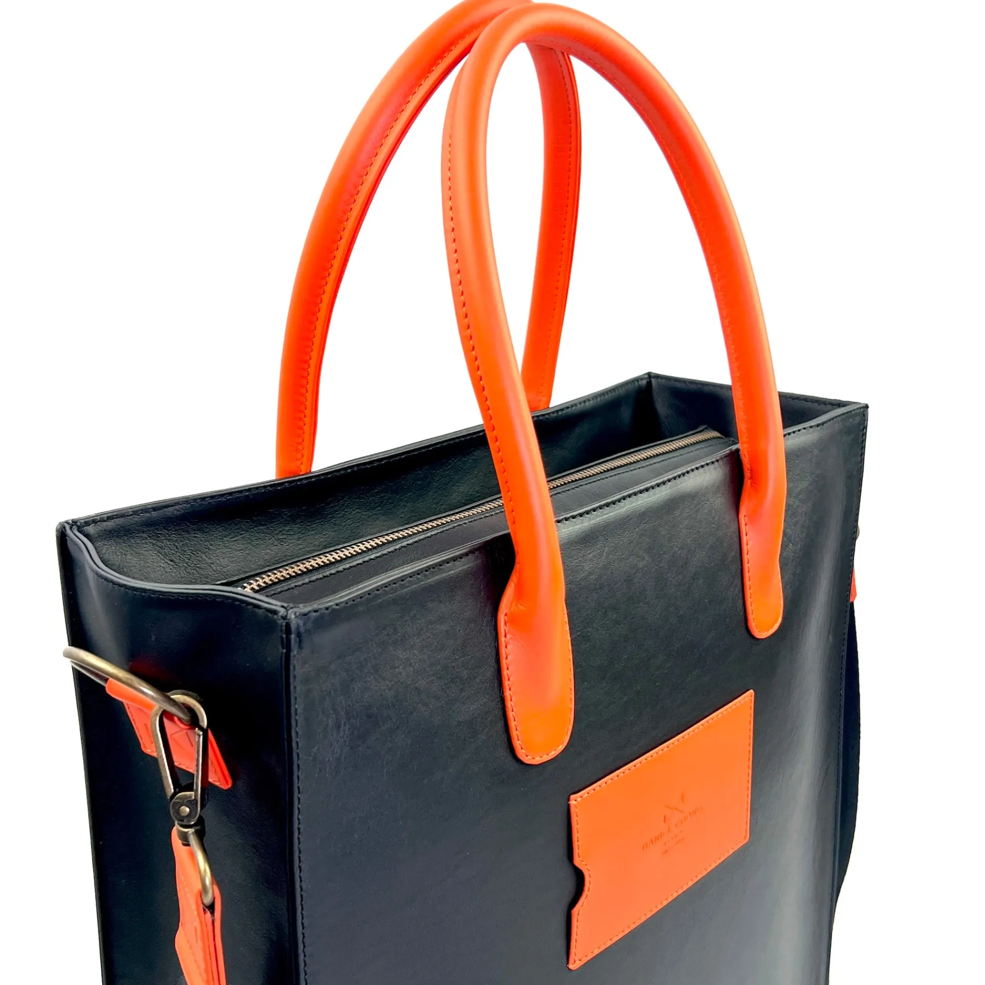 Daniel Chong THE CLERK MAXI NEGRO & NARANJA*Mujer Mujer|Bolsos De Piel