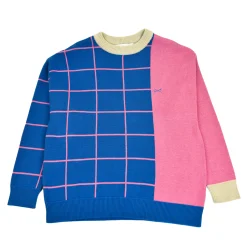 Daniel Chong Unisex Knitted Jacquard Sweater AZUL/ROSA*Mujer Hombre|Mujer