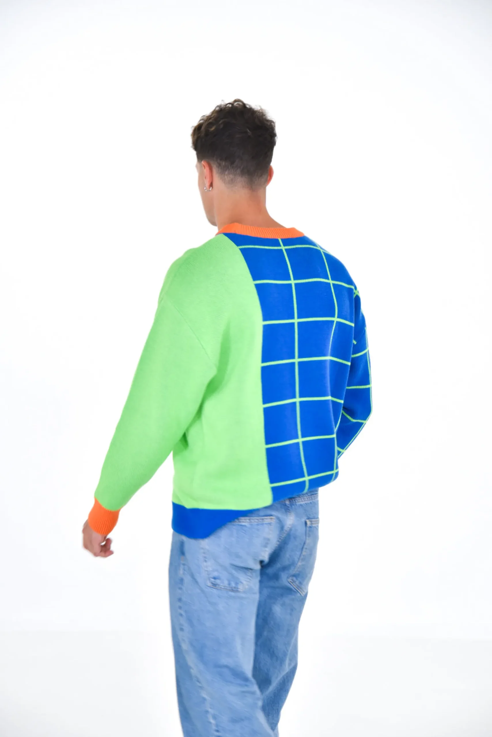 Daniel Chong Unisex Knitted Jacquard Sweater AZUL/VERDE*Mujer Hombre|Mujer