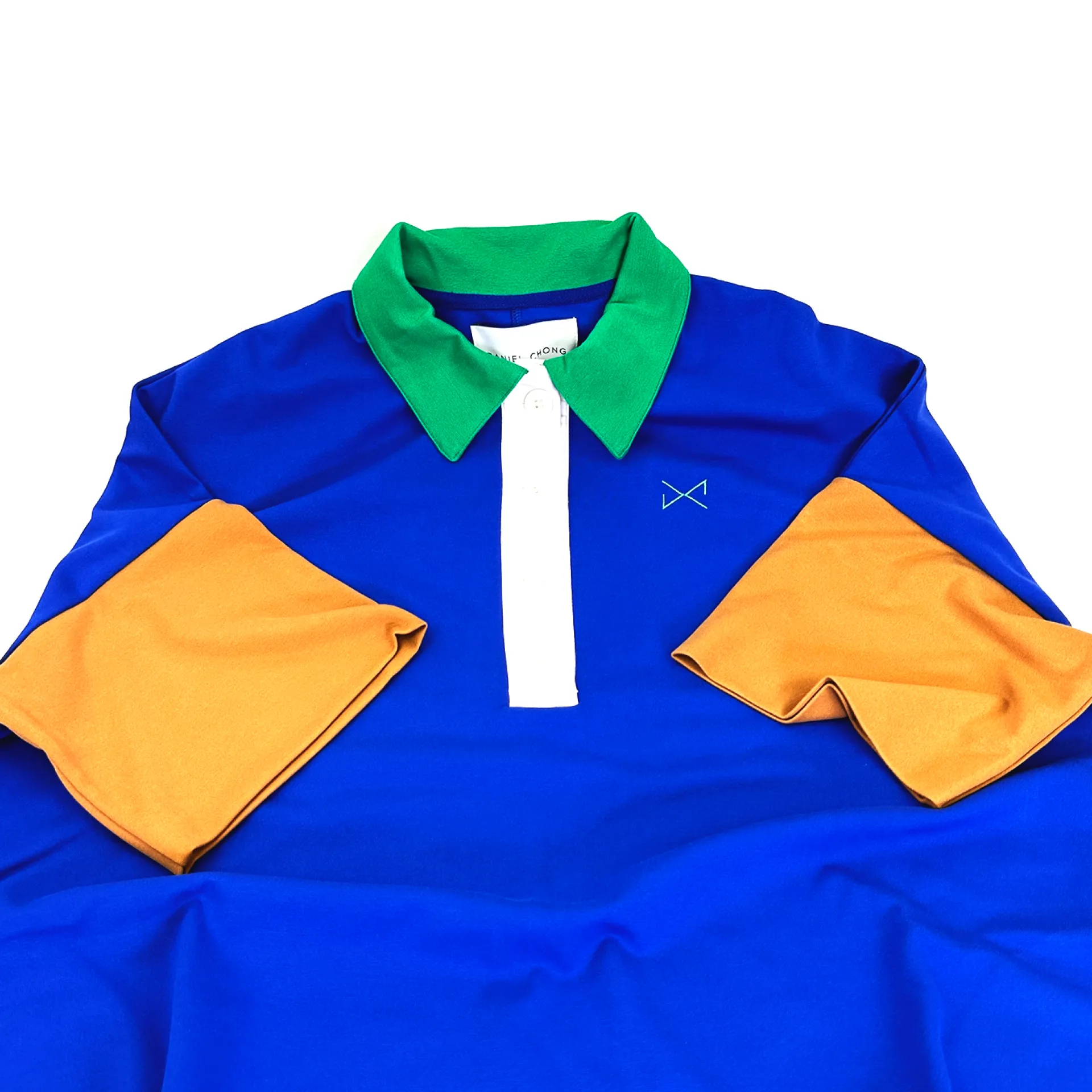 Daniel Chong Vestido Camisero Azul real cuello verde*Mujer Mujer