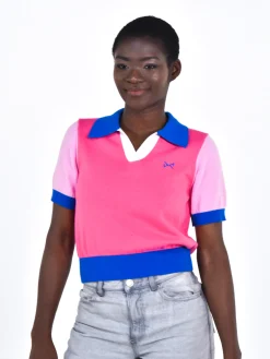 Daniel Chong Women Short Sleeve Knitted Polo ROSA*Mujer Mujer