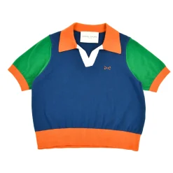 Daniel Chong Women Short Sleeve Knitted Polo AZUL*Mujer Mujer